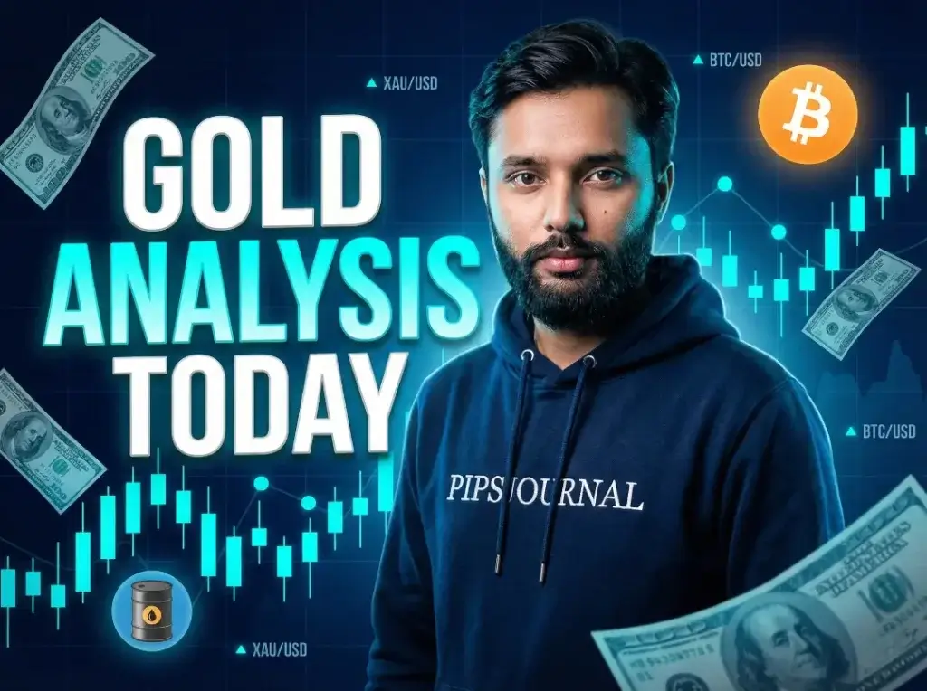Gold analysis today showing daily market forecast for XAU/USD, silver, Bitcoin and crude oil with expert trading levels and technical analysis for Pakistan traders by PipsJournal